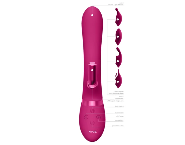 Vive Chou - akkus, cserélhető fejes csiklókaros vibrátor (pink)