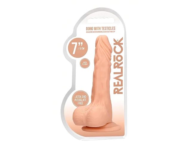 RealRock Dong 7 - élethű, herés dildó (17cm) - natúr