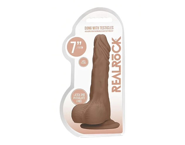 RealRock Dong 7 - élethű, herés dildó (17cm) - sötét natúr