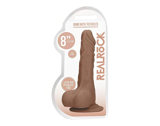 RealRock Dong 8 - élethű, herés dildó (20cm) - sötét natúr