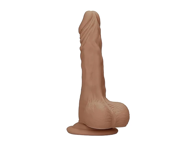 RealRock Dong 8 - élethű, herés dildó (20cm) - sötét natúr