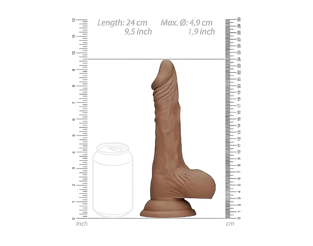 RealRock Dong 9 - élethű, herés dildó (23cm) - sötét natúr