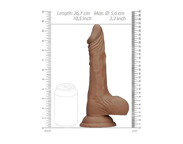 RealRock Dong 10 - élethű, herés dildó (25cm) - sötét natúr