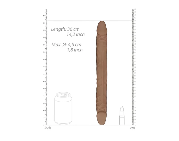 RealRock Double Dong 14 - dupla dildó (36cm) - sötét natúr