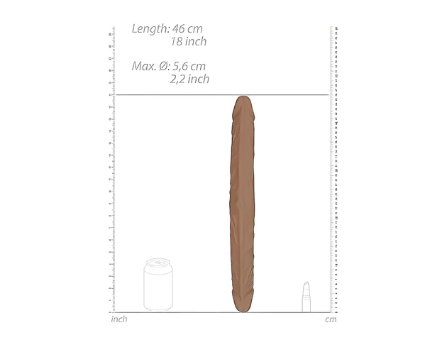 RealRock Double Dong 18 - dupla dildó (46cm) - sötét natúr