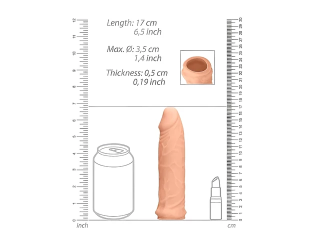 RealRock Penis Sleeve 6 - péniszköpeny (17cm) - natúr