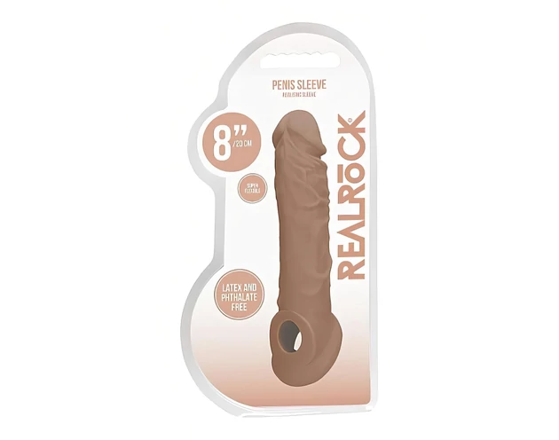 RealRock Penis Sleeve 8 - péniszköpeny (21cm) - sötét natúr