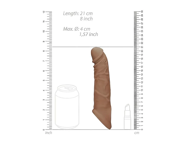 RealRock Penis Sleeve 8 - péniszköpeny (21cm) - sötét natúr