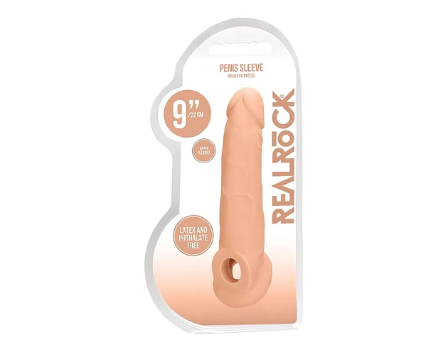RealRock Penis Sleeve 9 - péniszköpeny (21,5cm) - natúr