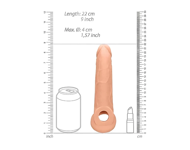 RealRock Penis Sleeve 9 - péniszköpeny (21,5cm) - natúr