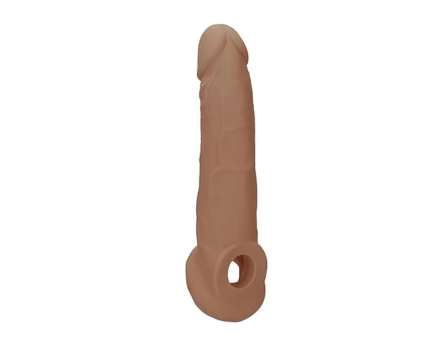 RealRock Penis Sleeve 9 - péniszköpeny (21,5cm) - sötét natúr