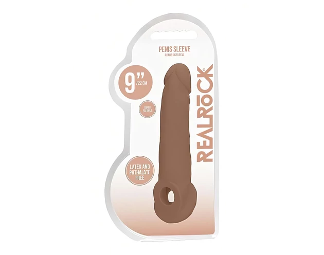RealRock Penis Sleeve 9 - péniszköpeny (21,5cm) - sötét natúr