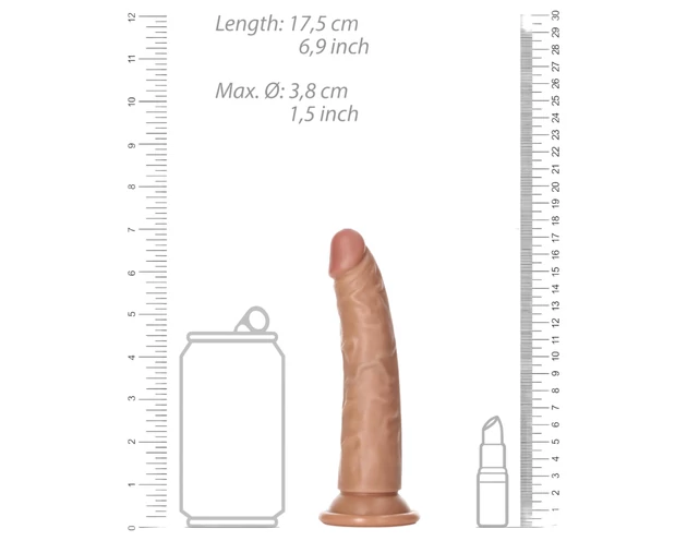 RealRock Slim - realisztikus dildó 15,5cm (sötét natúr)