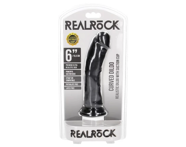 RealRock - tapadókorongos realisztikus dildó - 15,5cm (fekete)