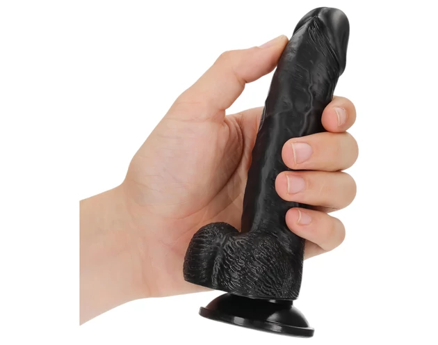 RealRock - tapadókorongos, realisztikus dildó - 15,5cm (fekete)