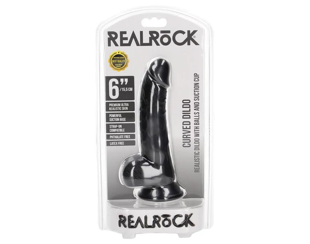 RealRock - tapadókorongos, realisztikus dildó - 15,5cm (fekete)