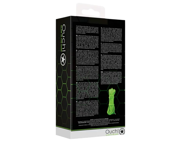 Ouch! - világító bondage kötél - 5m (zöld)