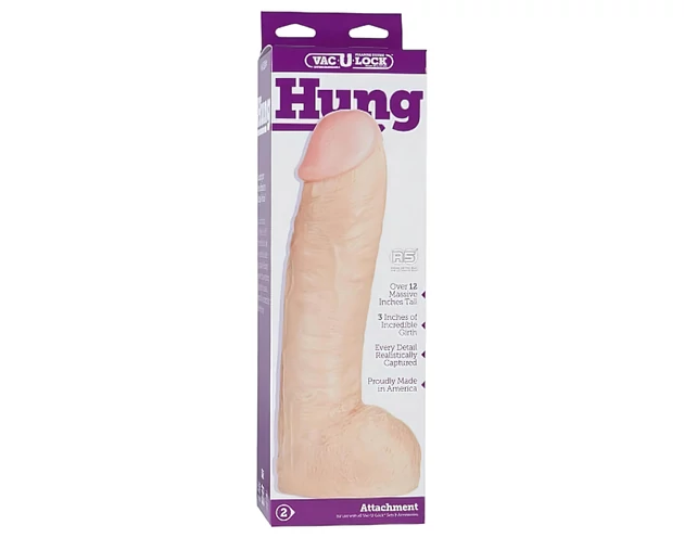 Doc Johnson Vac-U-Lock Hung 12 - élethű, herés dildó (natúr)