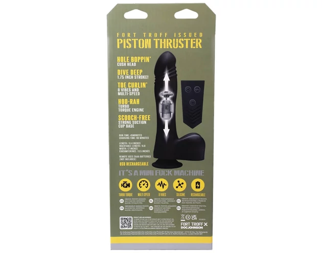 Doc Johnson Mini F-Machine Piston - rádiós lökő vibrátor (fekete)