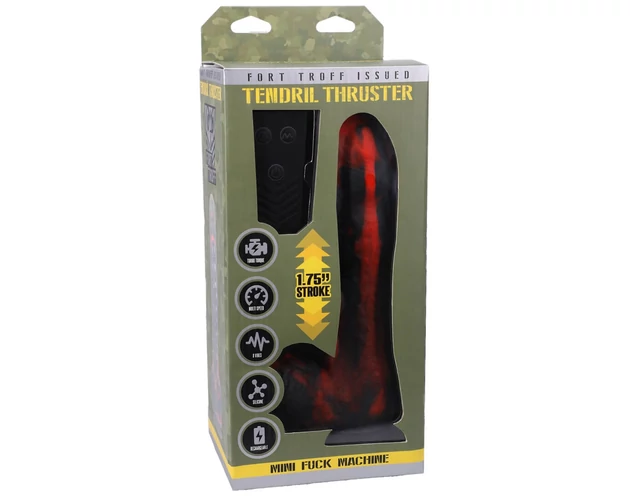Doc Johnson Mini F-Machine Tendril - rádiós lökő vibrátor (piros)