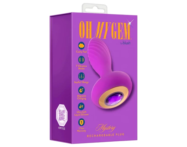 Oh My Gem - vibrációs anál plug kővel (lila)