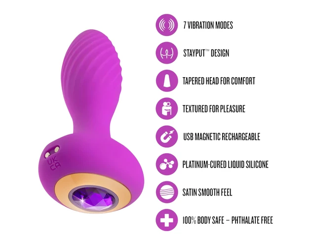 Oh My Gem - vibrációs anál plug kővel (lila)