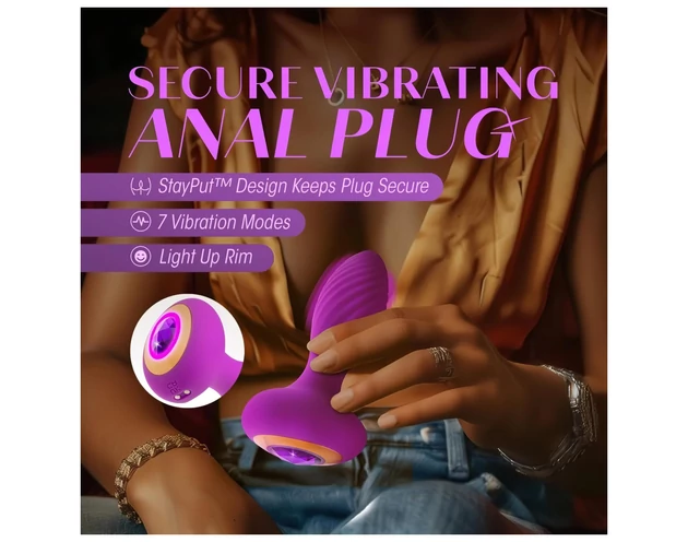 Oh My Gem - vibrációs anál plug kővel (lila)