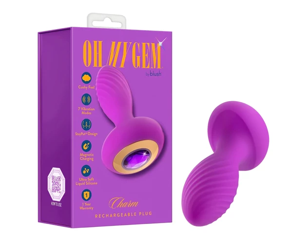 Oh My Gem - vibrációs anál plug kővel (lila)