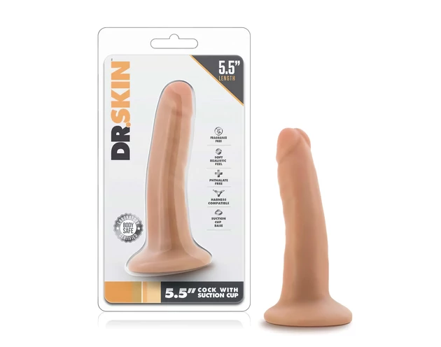 Dr. Skin 5,5 - tapadókorongos élethű dildó - natúr (14cm)