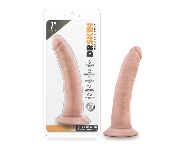 Dr. Skin 7 - tapadókorongos élethű dildó - natúr (17,5cm)
