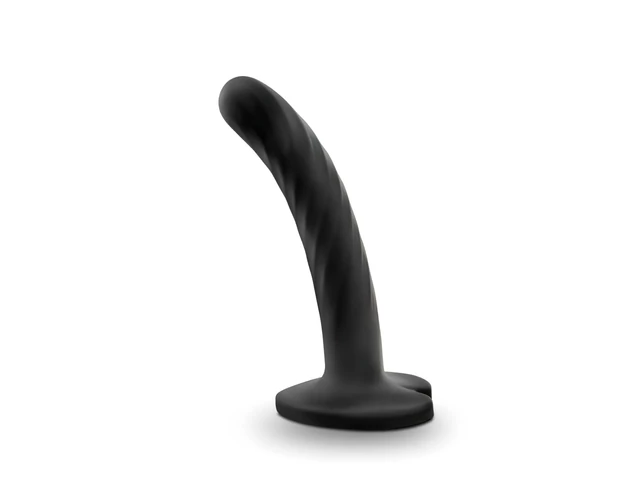 Temptasia Twist Small - tapadókorongos, csavart dildó (fekete)