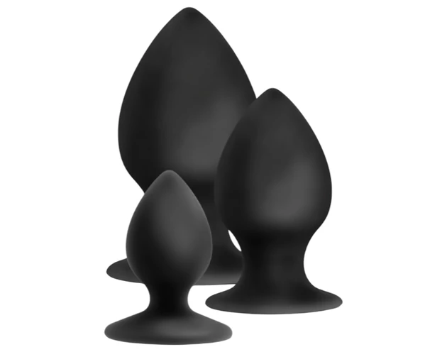 Anal Adventures Platinum Stout - anál plug szett - 3db (fekete)