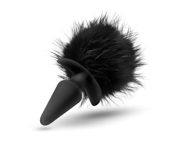 Anal Adventures Platinum - anál plug nyuszifarokkal (fekete)
