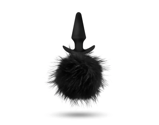 Anal Adventures Platinum - anál plug nyuszifarokkal (fekete)