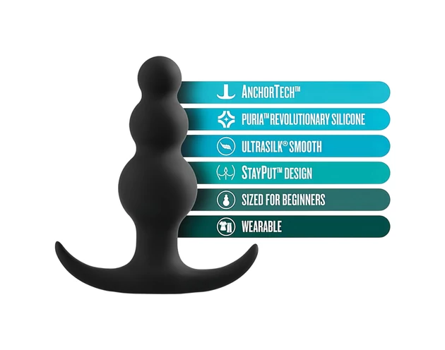 Anal Adventures Platinum - gyöngyös anál plug (fekete)