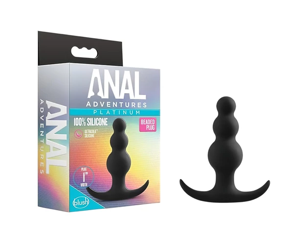 Anal Adventures Platinum - gyöngyös anál plug (fekete)