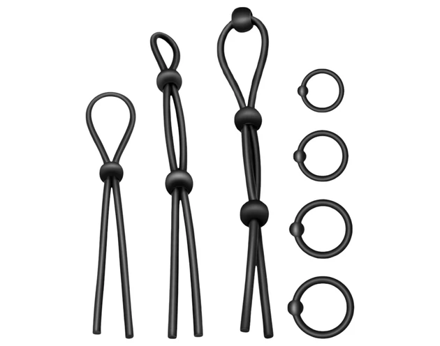 Addicted Toys - szilikon péniszgyűrű szett - 7db (fekete)