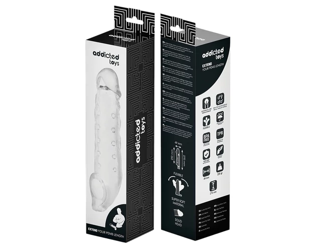 Addicted Toys - péniszköpeny heregyűrűvel - 23cm (átlátszó)