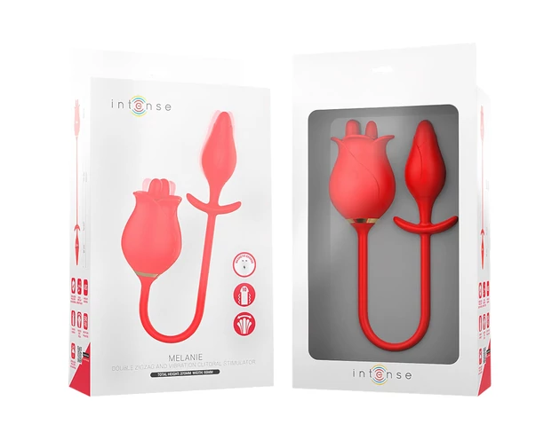 Intense Melanie - 2in1 mozgó nyelves csikló izgató vibrátor (piros)