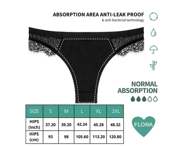 Adalet Flora Normal - menstruációs bugyi (fekete)