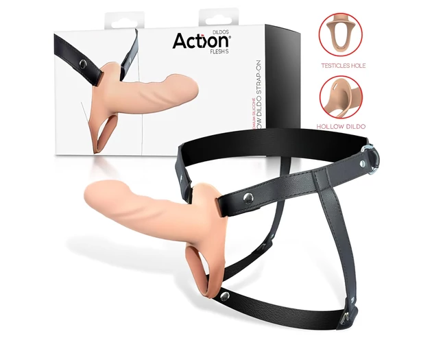 Action StrapOn S - felcsatolható, üreges dildó (natúr) 