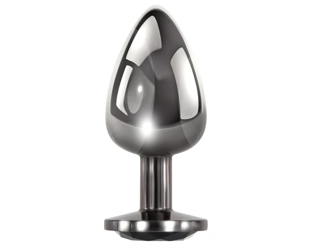 Evolved Black Gem - fém anál plug szett, fekete kővel (ezüst)