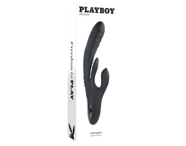 Playboy Rapid Rabbit - akkus csiklókaros vibrátor (fekete)