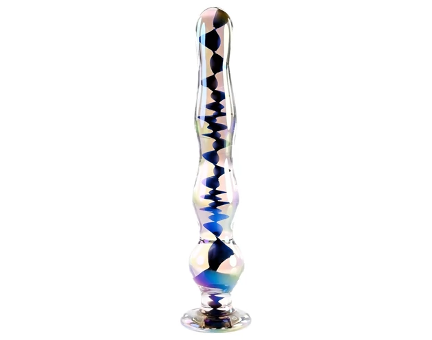 Playboy Jewels - hullámos üveg dildó (átlátszó)
