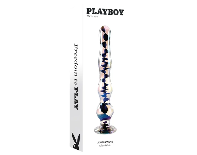Playboy Jewels - hullámos üveg dildó (átlátszó)