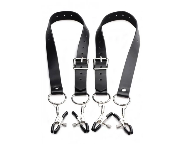 XR Brands - szeméremajak-széthúzó csipeszek (fekete)