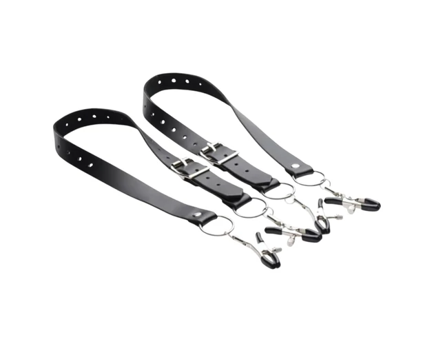 XR Brands - szeméremajak-széthúzó csipeszek (fekete)