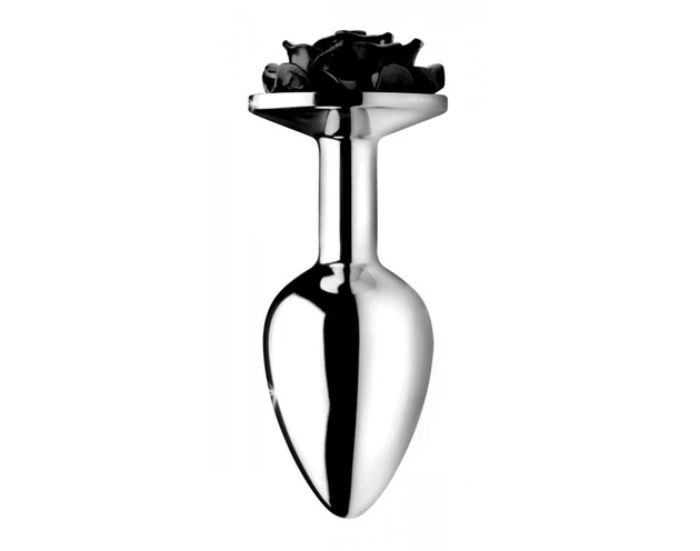 Booty Sparks Black Rose - alumínium anál plug (ezüst-fekete)