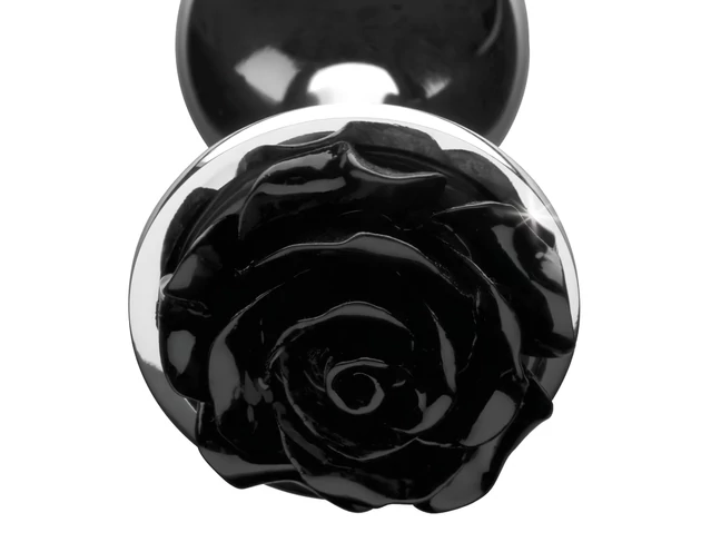 Booty Sparks Black Rose - alumínium anál plug (ezüst-fekete)