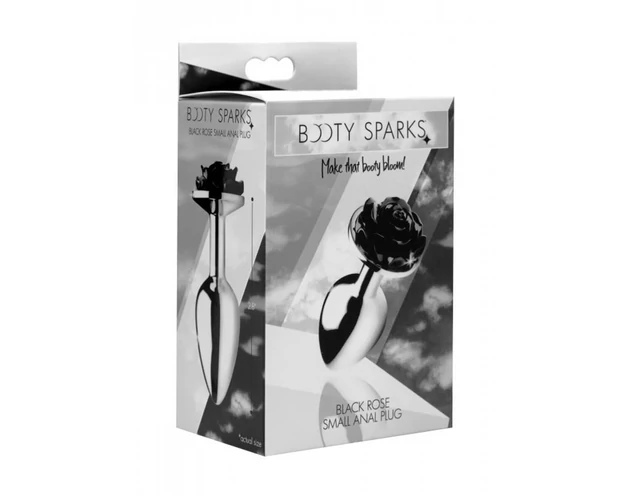 Booty Sparks Black Rose - alumínium anál plug (ezüst-fekete)